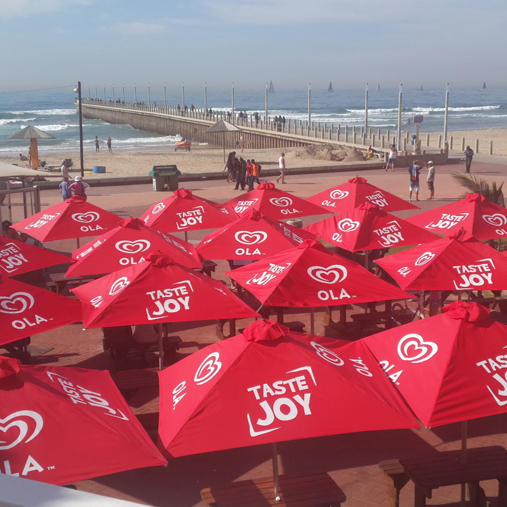 Branded commercial parasol installation